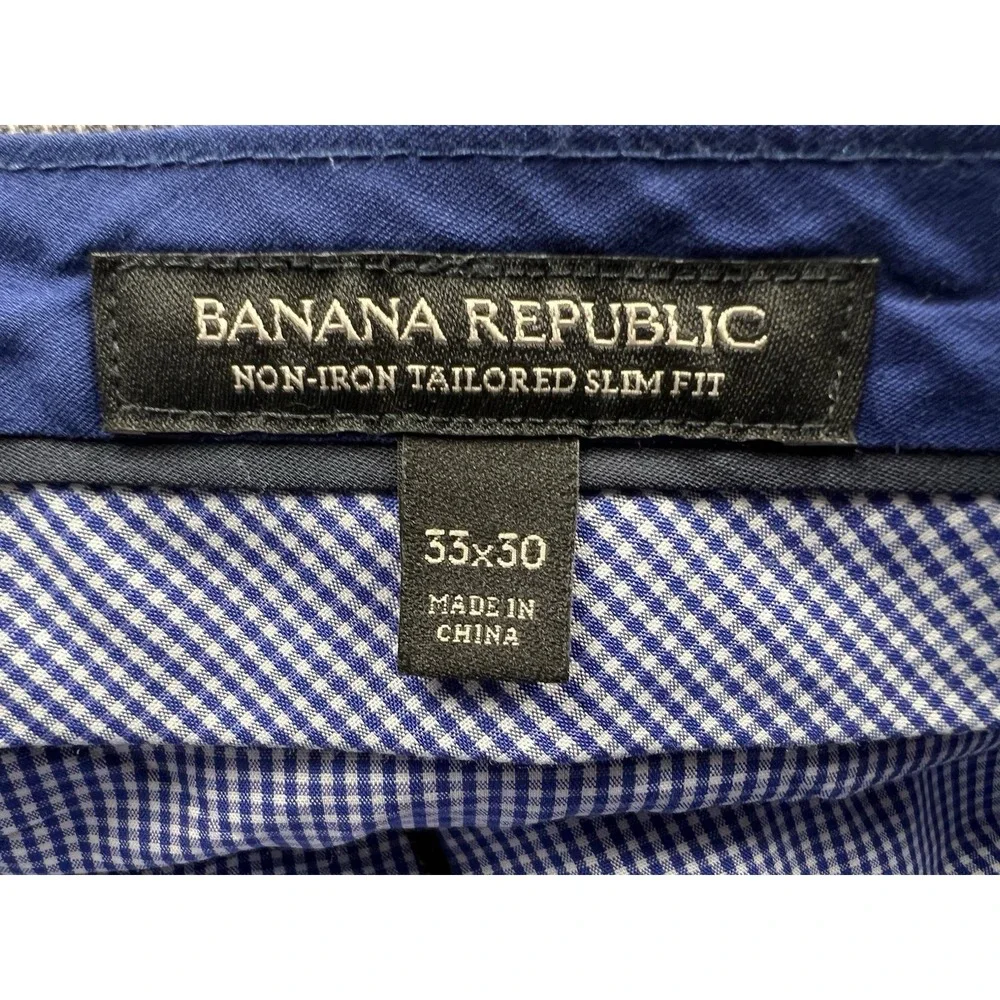 Banana Republic Non‎ Iron Tailored Slim Fit Grey Dress Pants Sz 33x30 FITS 34x29